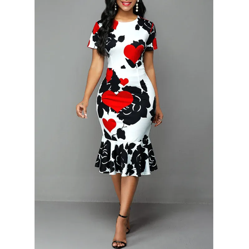 Floral Hearts Midi Dress