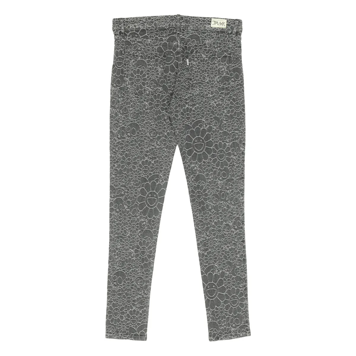 Flowers & Skulls Jacquard Stretch Denim Skinny Pants