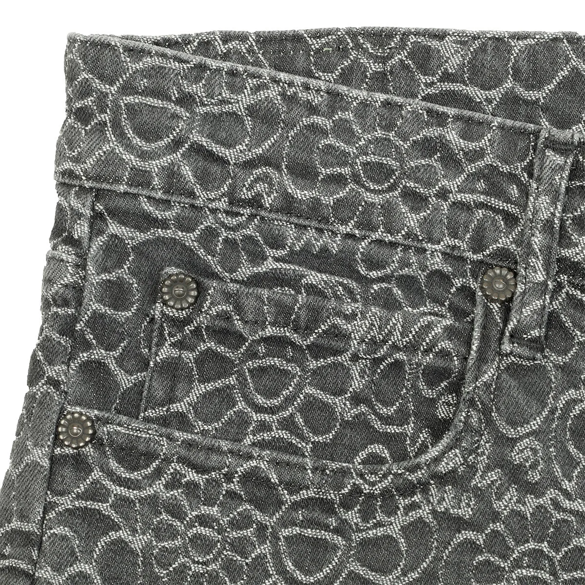 Flowers & Skulls Jacquard Stretch Denim Skinny Pants
