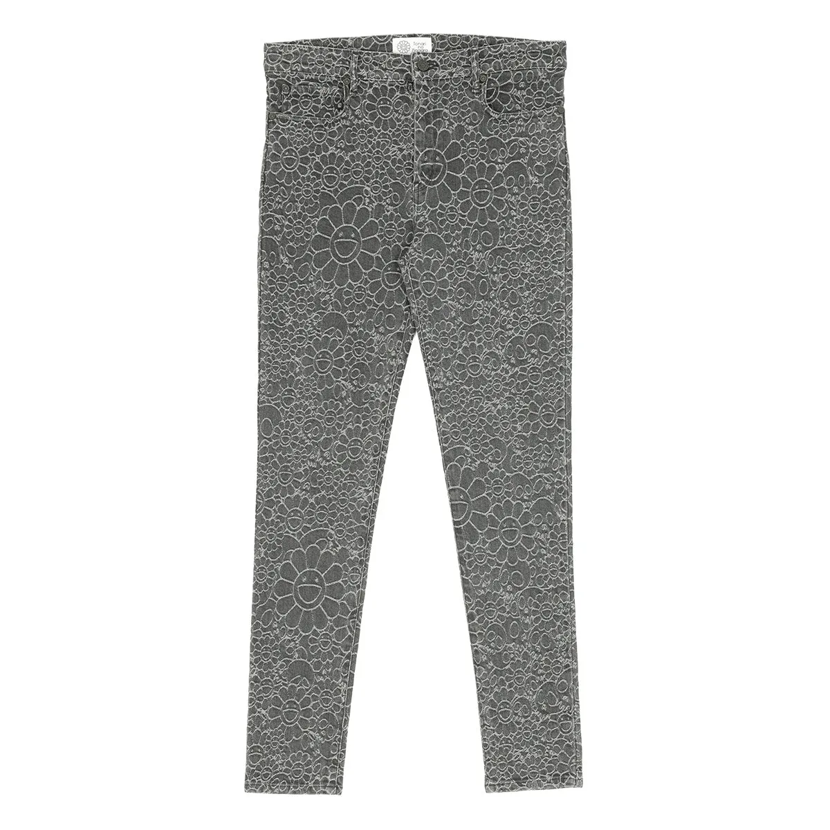 Flowers & Skulls Jacquard Stretch Denim Skinny Pants