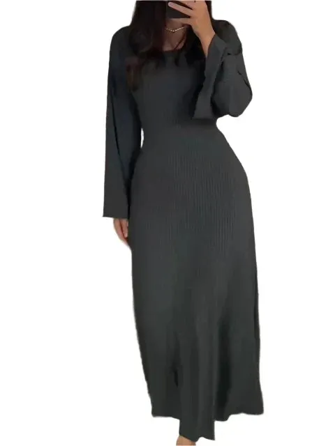 Gabriele – Gestreiftes Damen Strick-Midikleid
