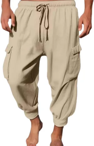 GIERIDUC Men's Paisley Pants Cargo Jogger Men's Tall Size Athletic Pants Mens Polyester Cargo Pants Relaxed Fit Cord Trouser
