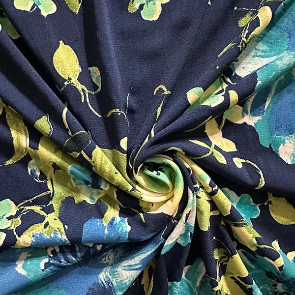 Green Multi Floral Print ITY Jersey Knit Fabric
