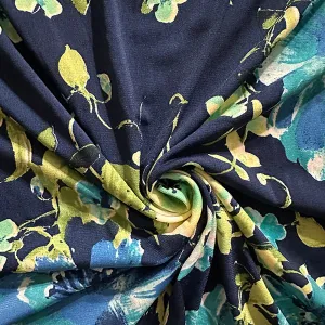 Green Multi Floral Print ITY Jersey Knit Fabric