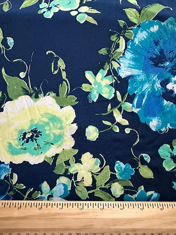 Green Multi Floral Print ITY Jersey Knit Fabric