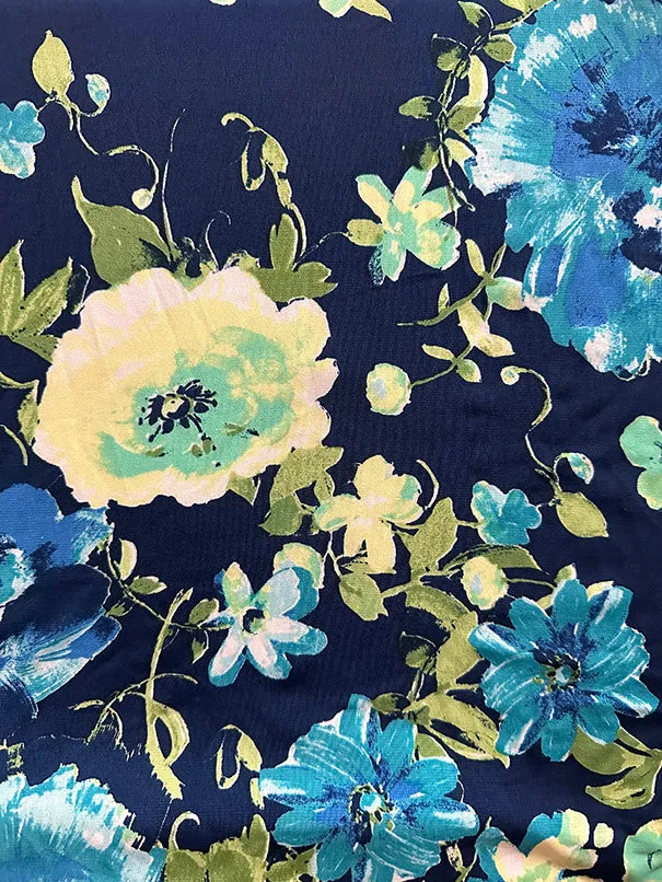 Green Multi Floral Print ITY Jersey Knit Fabric
