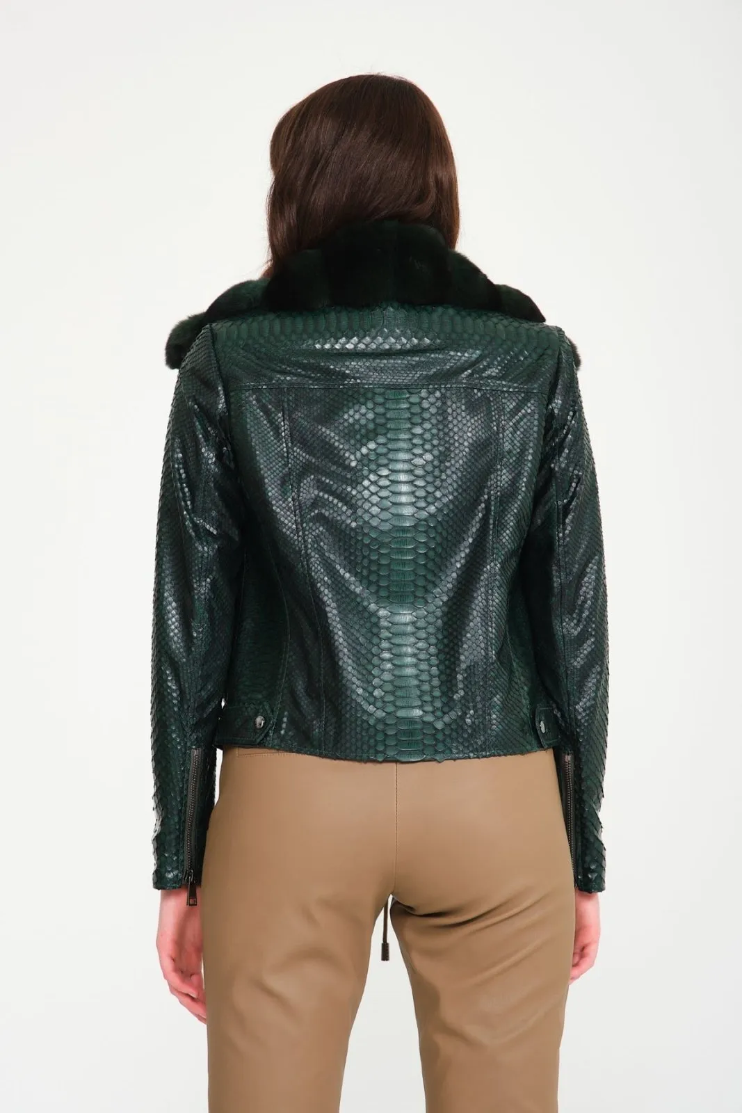 Green Python Leather Jacket