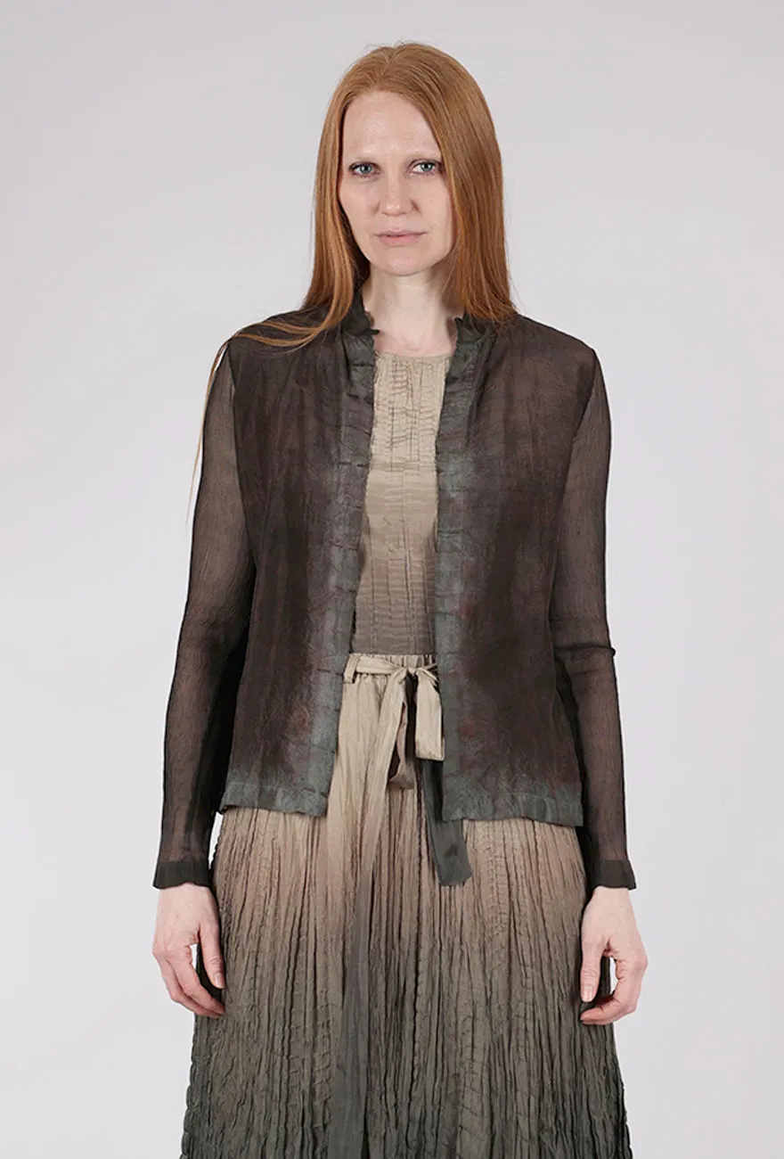 Hand-Dyed Silk Cardie, Espresso