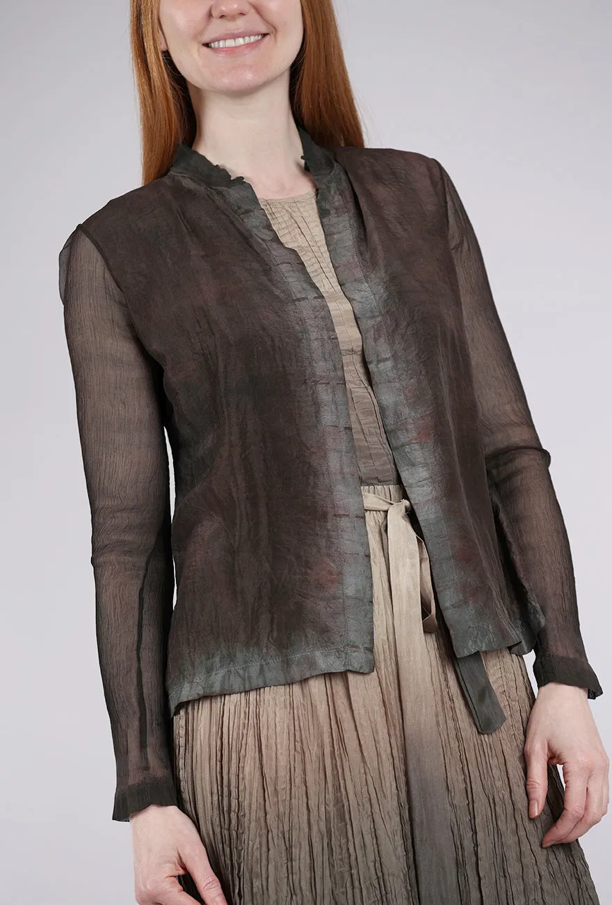 Hand-Dyed Silk Cardie, Espresso