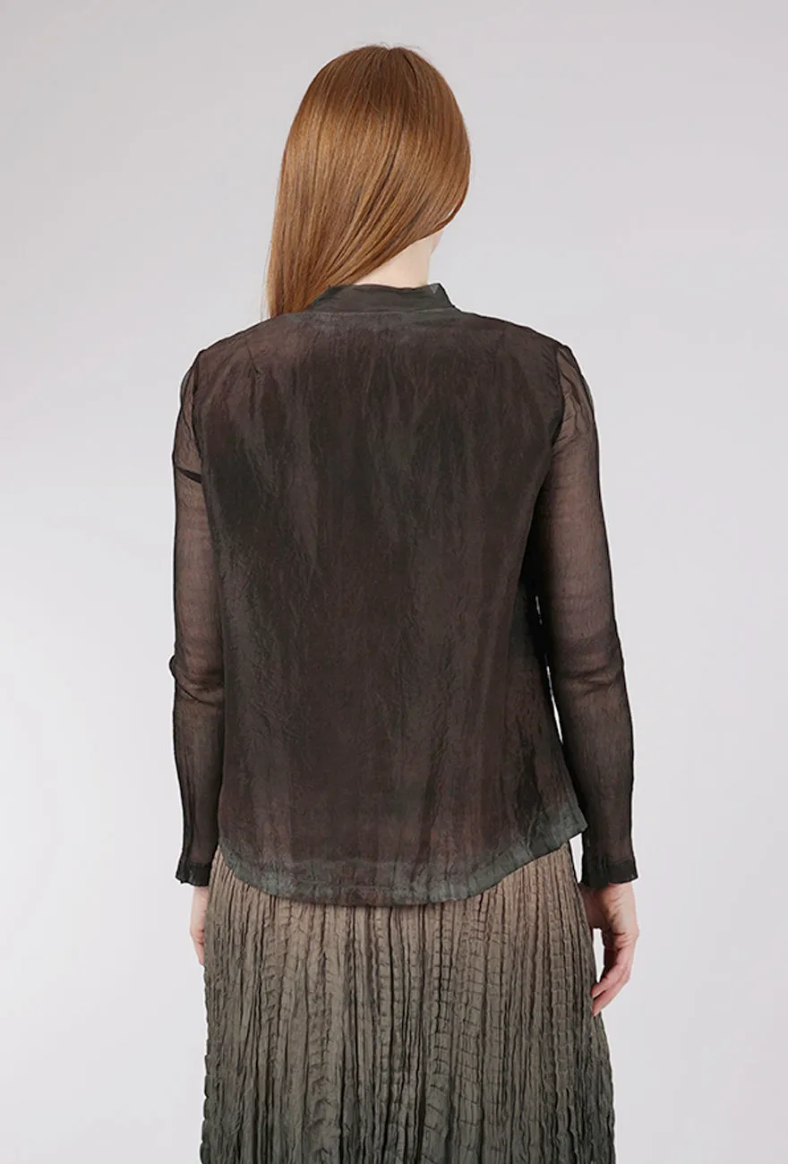 Hand-Dyed Silk Cardie, Espresso