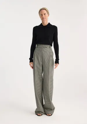 High-waist mini check trousers | cream / black small check