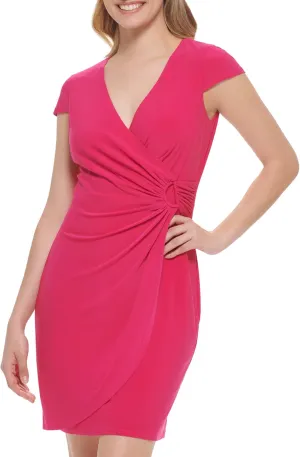 Jessica Howard Women's Mini Cap Sleeve Knit Dress with Faux Wrap