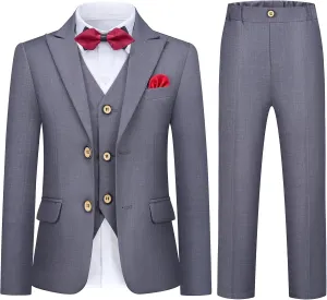 Kids Tuxedo Suits for Boys Slim Fit Suit Set Blazer Vest Pants Bow Tie Formal Wedding Outfit Teen Boy Dress Clothes