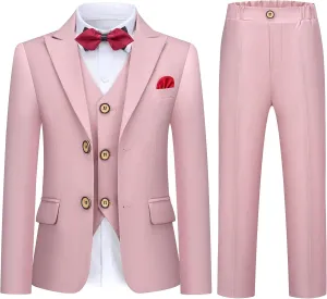Kids Tuxedo Suits for Boys Slim Fit Suit Set Blazer Vest Pants Bow Tie Formal Wedding Outfit Teen Boy Dress Clothes