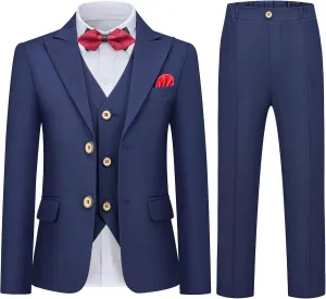 Kids Tuxedo Suits for Boys Slim Fit Suit Set Blazer Vest Pants Bow Tie Formal Wedding Outfit Teen Boy Dress Clothes