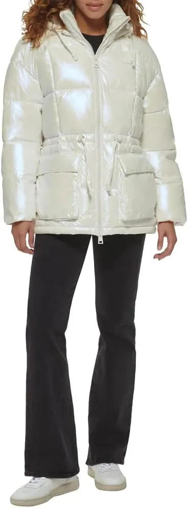 Levi's Women's Megan Hooded Quilted Puffer Jacket with Adjustable Waist