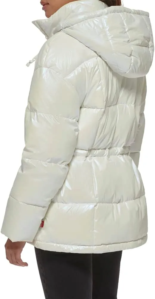 Levi's Women's Megan Hooded Quilted Puffer Jacket with Adjustable Waist