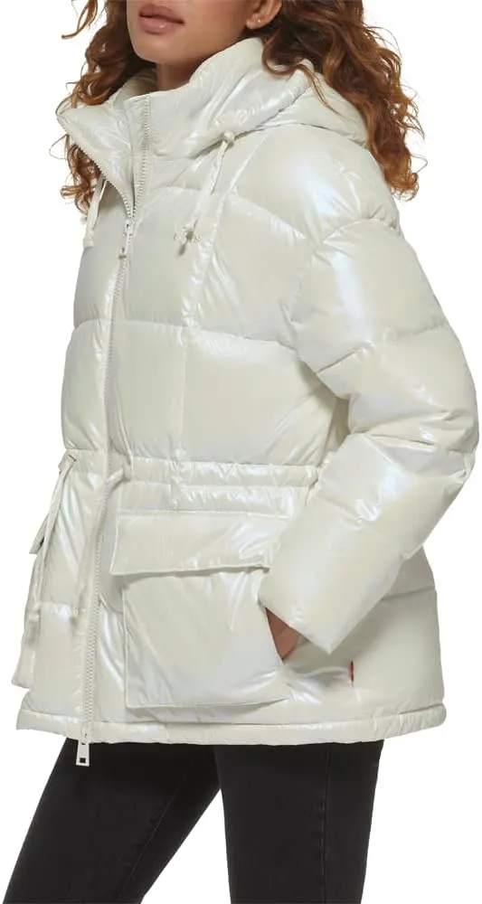Levi's Women's Megan Hooded Quilted Puffer Jacket with Adjustable Waist