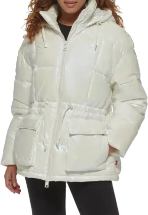 Levi's Women's Megan Hooded Quilted Puffer Jacket with Adjustable Waist