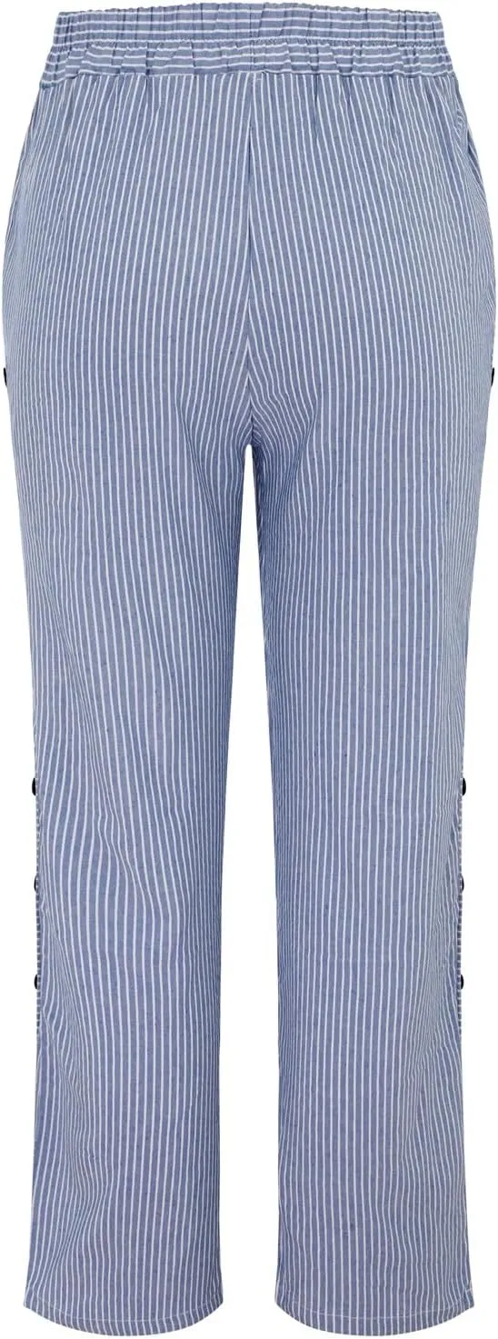 Linen Pants Women Summer 2025 Casual Cotton Linen Pant High Waisted Drawstring Lounge Pants Beach Trousers