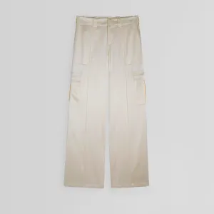 LIQUID CARGO TROUSERS | cream silk a
