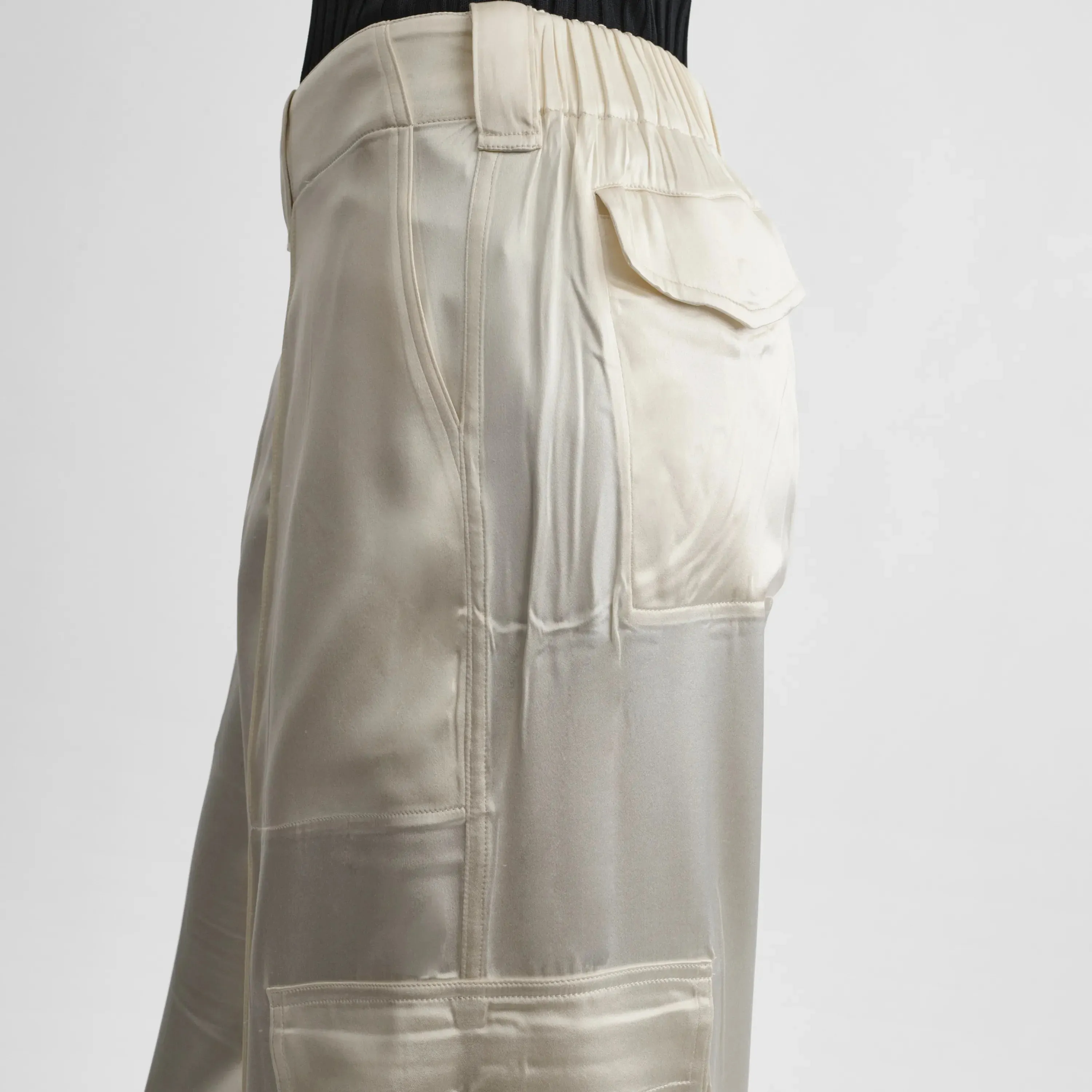LIQUID CARGO TROUSERS | cream silk