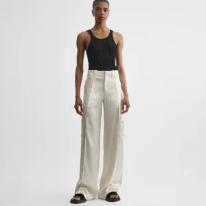 LIQUID CARGO TROUSERS | cream silk