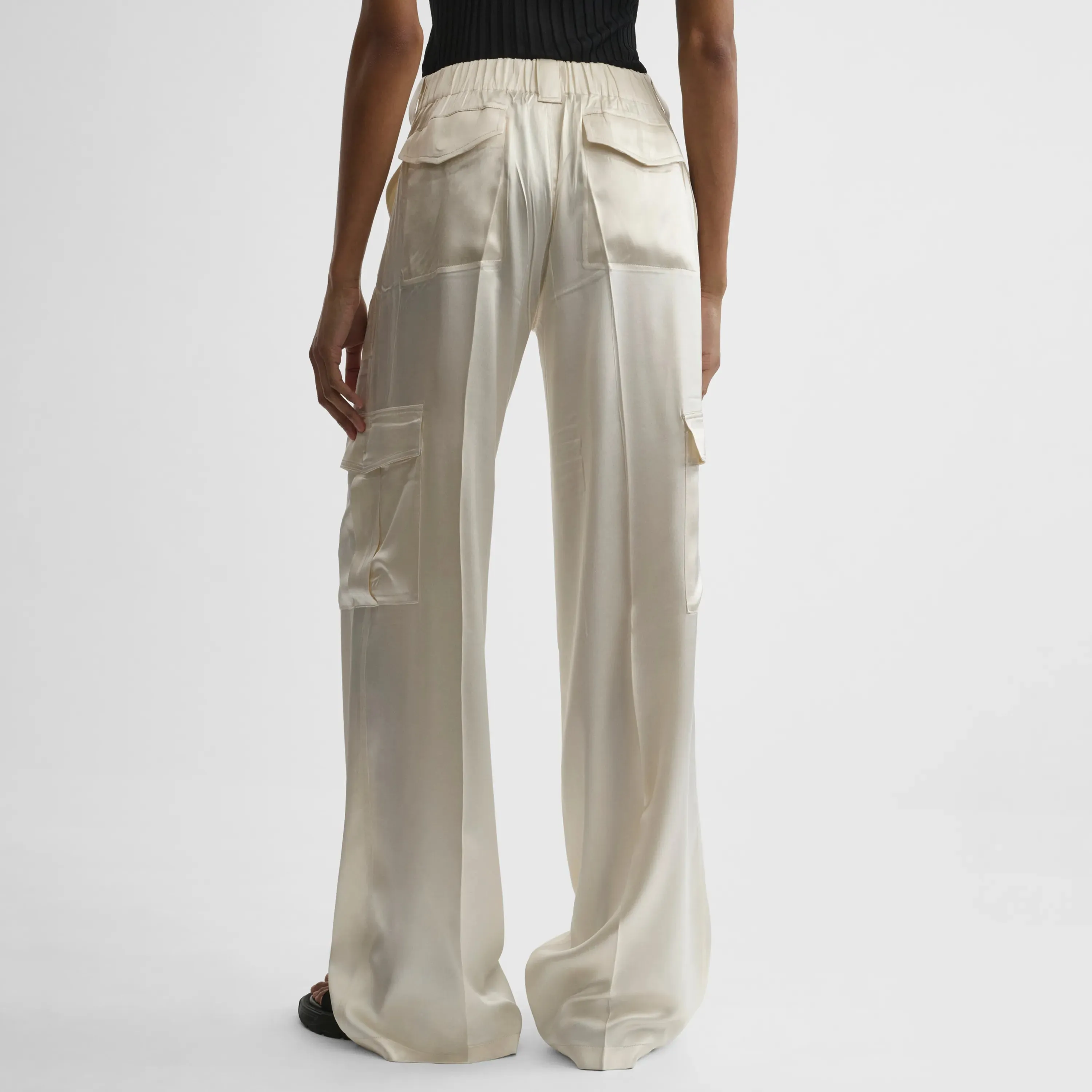 LIQUID CARGO TROUSERS | cream silk