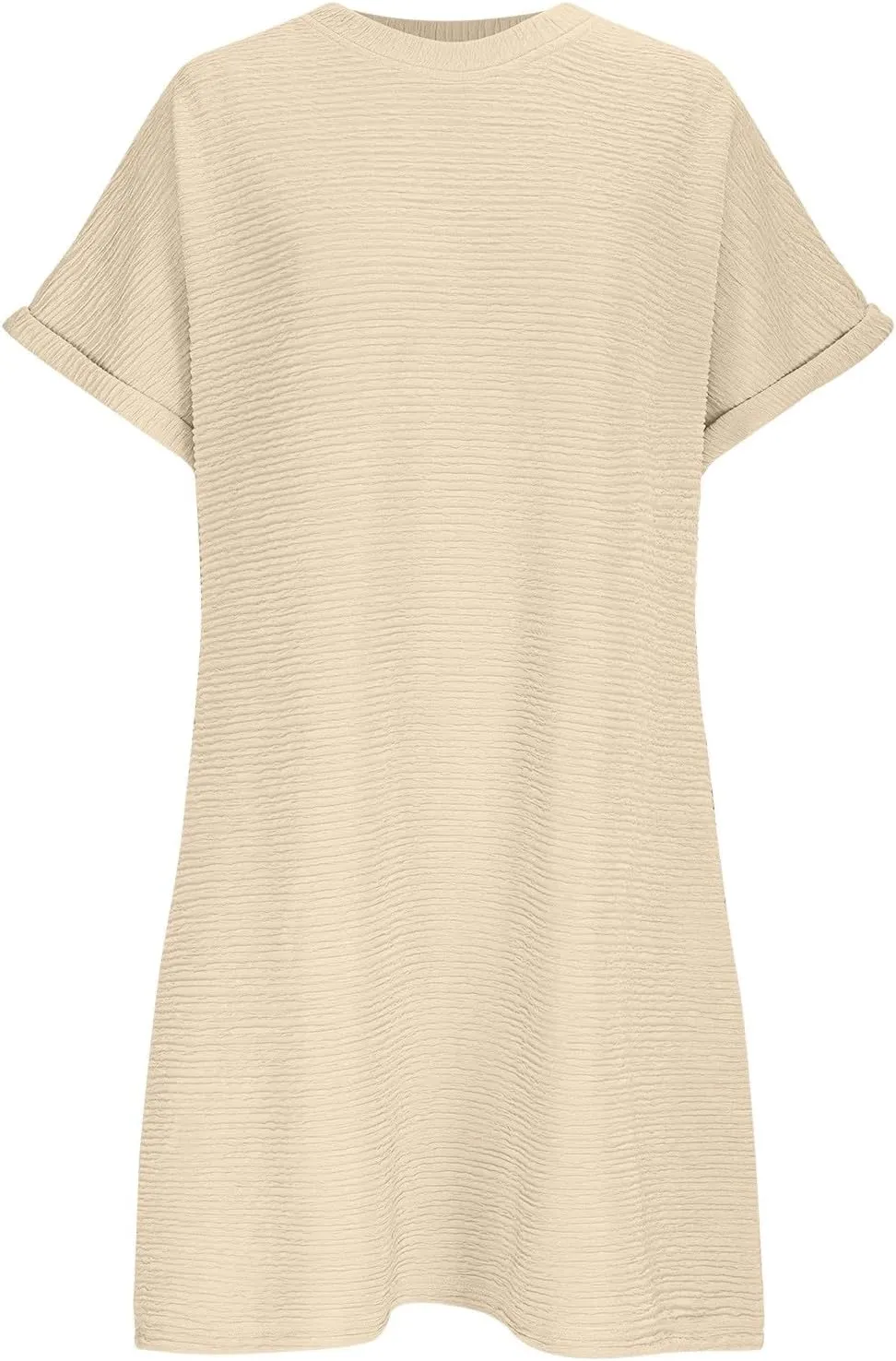 Loose Dress for Women Short Sleeve Crew Neck Smooth Elegant Chiffon Mini Crop Dresses Summer Beach Dress 2025