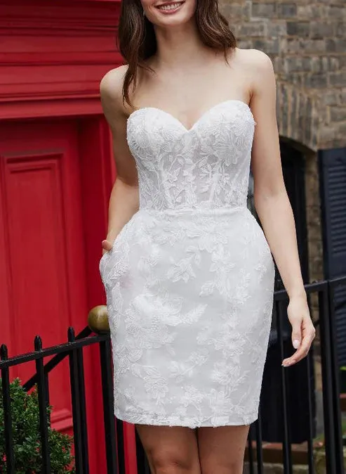 Luolandi Sheath Column Sweetheart Lace Tulle Wedding Dresses With Bow(s) Off Shoulder