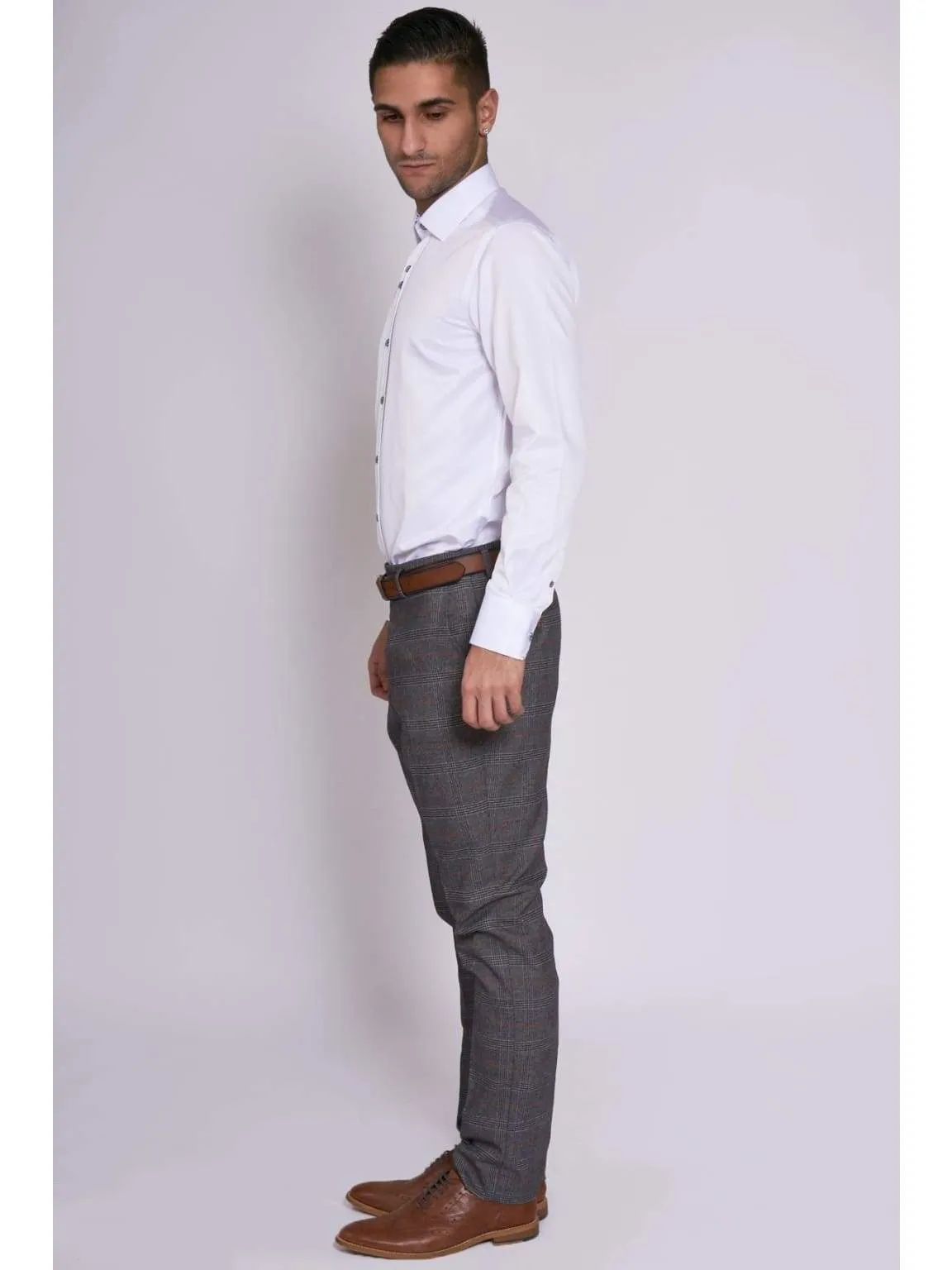 Marc Darcy Jenson Grey Check Trousers