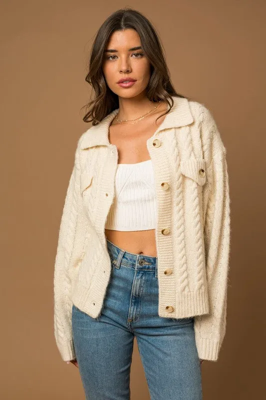 Mare Cable Sweater Cardigan