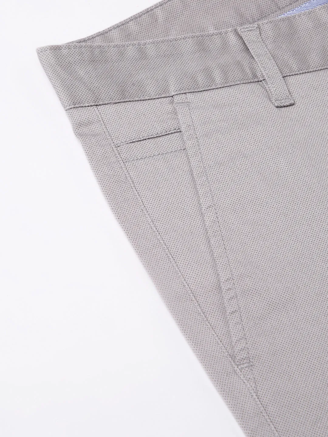 Men Grey Slim Fit Mid Rise Solid Casual Trouser