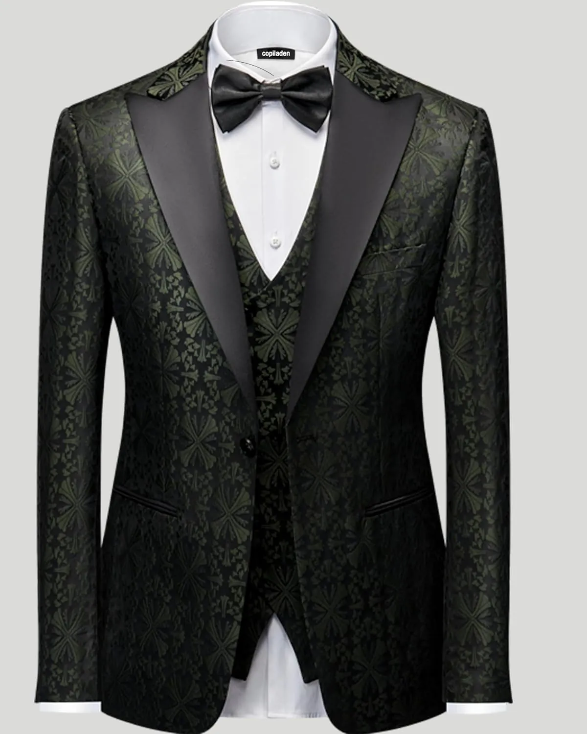 Men Suit 3 Piece Slim Fit Tuxedo for Men Paisley Suit Tux Shawl Lapel One Button Blazer Waistcoat Pant Set for Prom