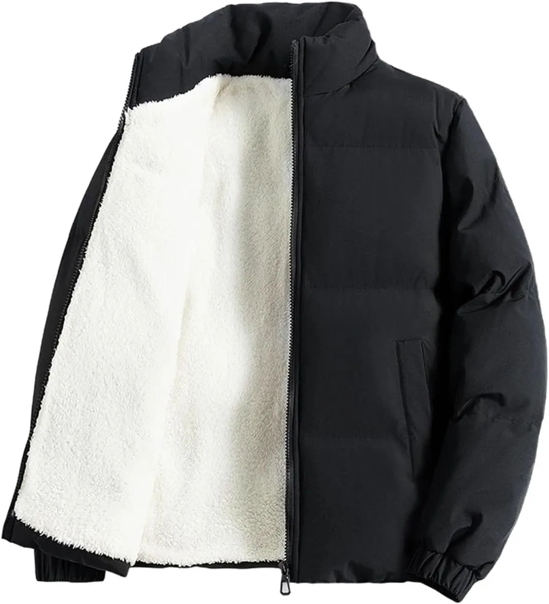 Men Winter Stand Collar Casual Coats Puffer jacketr Mens Fleece Lined jacketrs Thicken Warm Cotton Padded jacketr