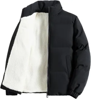 Men Winter Stand Collar Casual Coats Puffer jacketr Mens Fleece Lined jacketrs Thicken Warm Cotton Padded jacketr