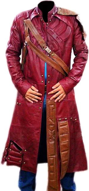 Men's Guardian Stylish Red Cosplay Bonded Leather Trench Coat 2XS to 3XL (Medium)