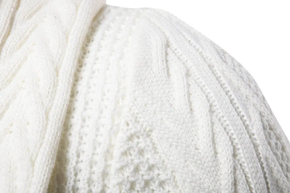 Men's Luxury Wide Lapel Wool Knit Cardigan Sweater Jacket