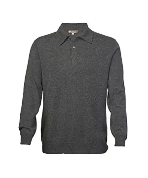 Men's Pure Cashmere Polo Sweater (Charcoal, Medium)