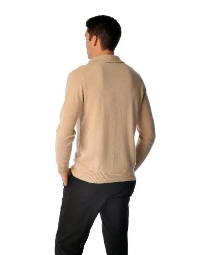 Men's Pure Cashmere Polo Sweater (Charcoal, Medium)