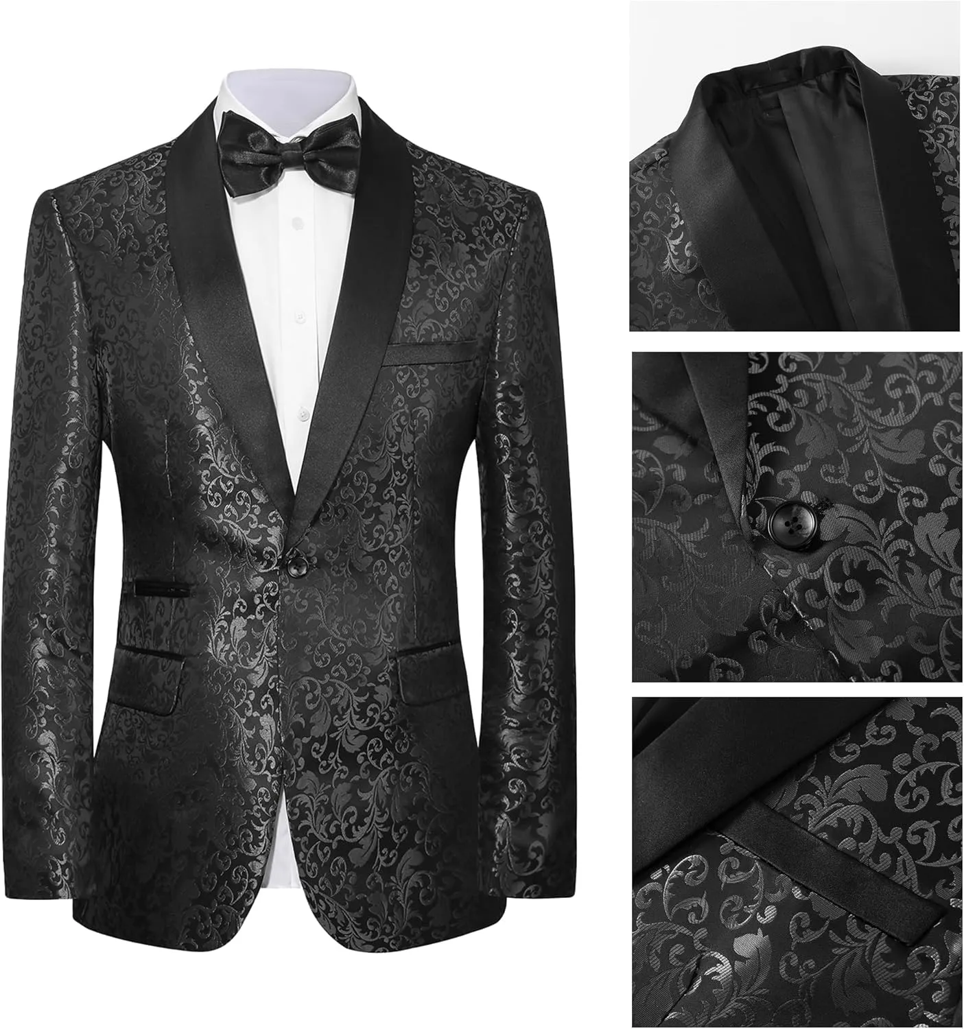 Mens Suit Set 2 Piece Floral Suits for Men Wedding Tuxedo Prom Party Dinner Jacket and Pants