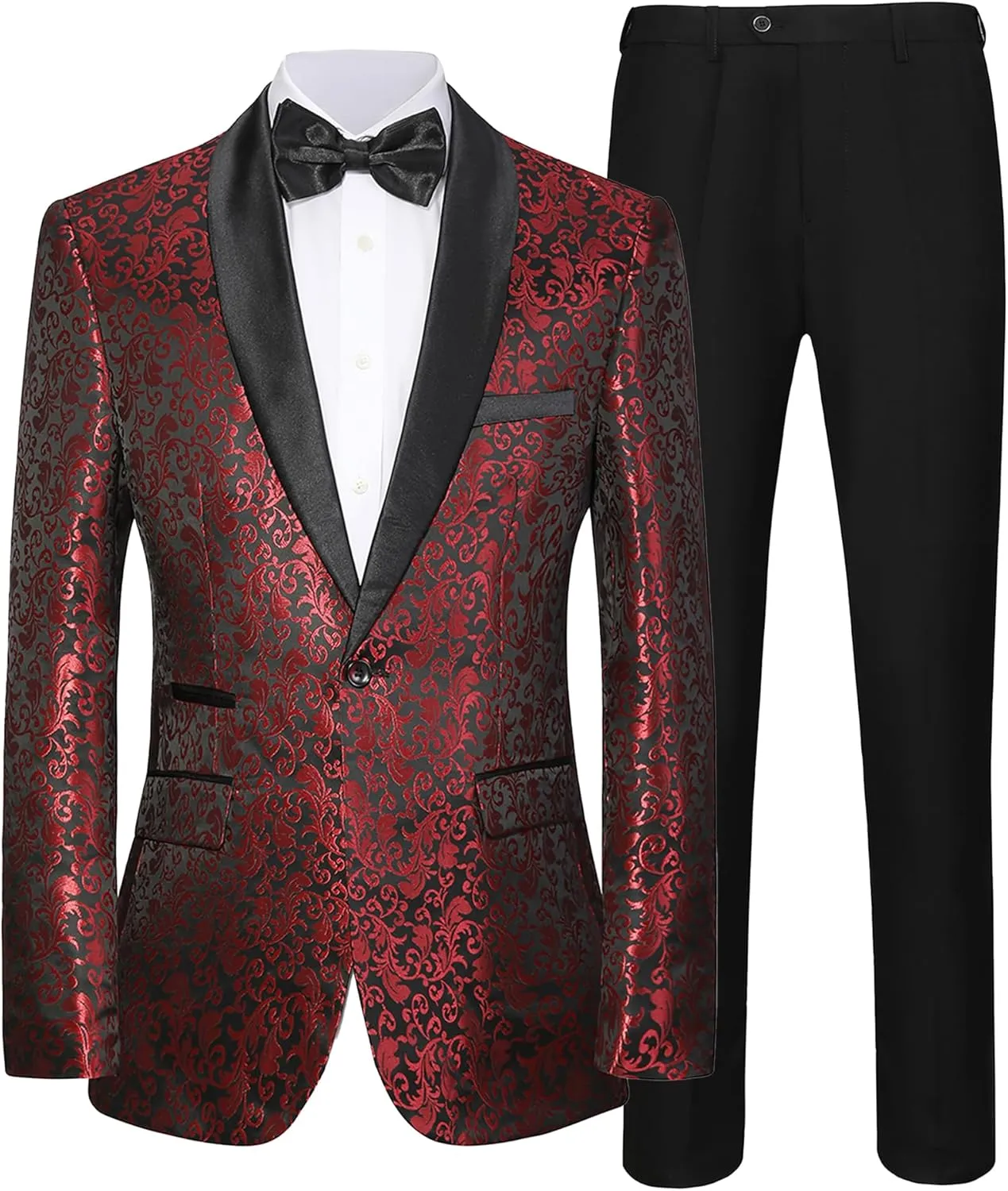 Mens Suit Set 2 Piece Floral Suits for Men Wedding Tuxedo Prom Party Dinner Jacket and Pants