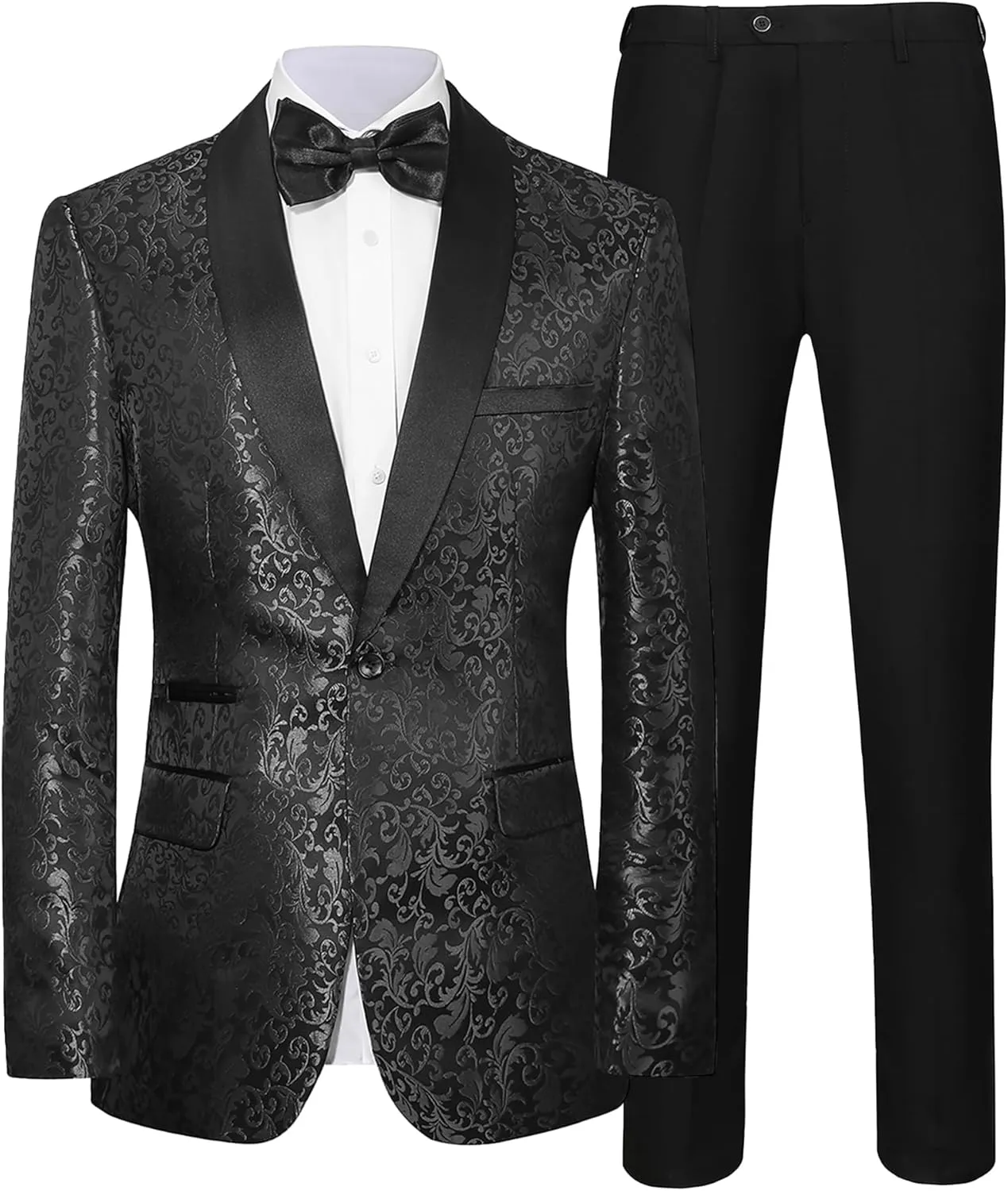 Mens Suit Set 2 Piece Floral Suits for Men Wedding Tuxedo Prom Party Dinner Jacket and Pants