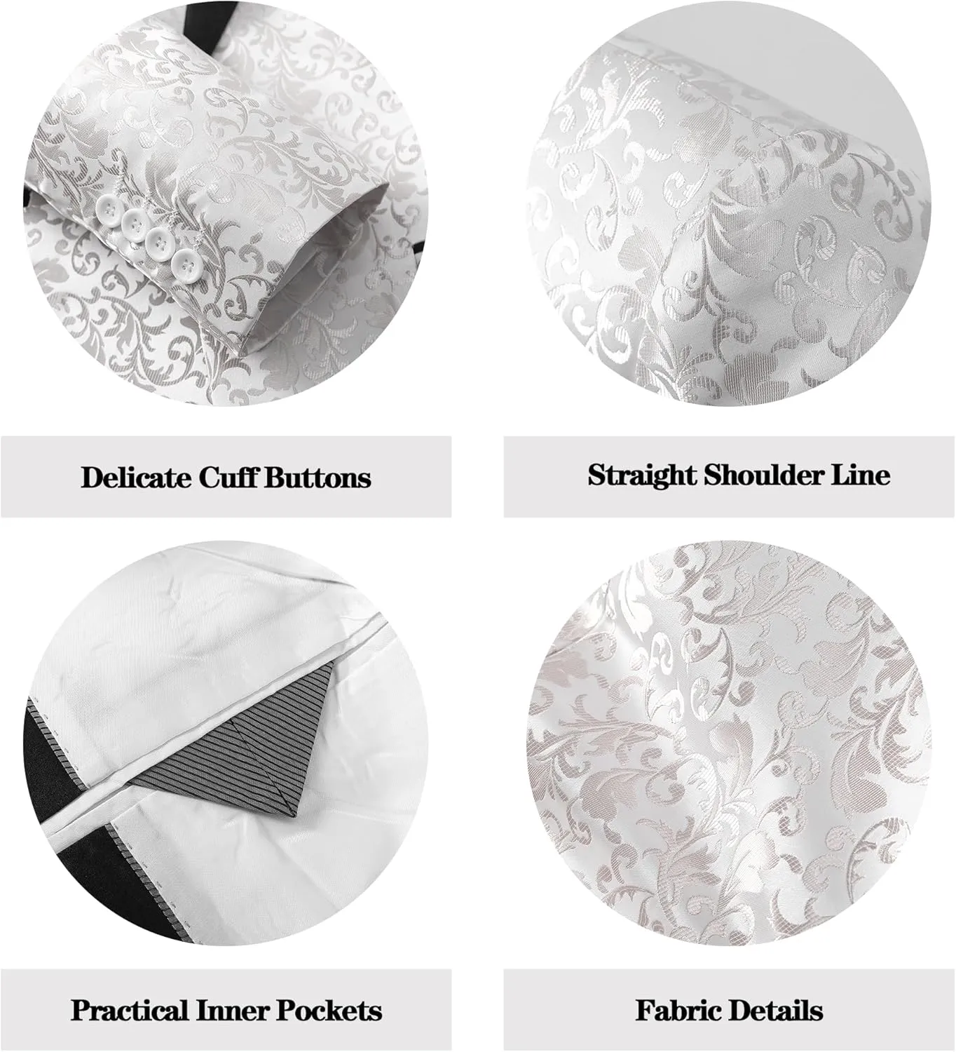 Mens Suit Set 2 Piece Floral Suits for Men Wedding Tuxedo Prom Party Dinner Jacket and Pants