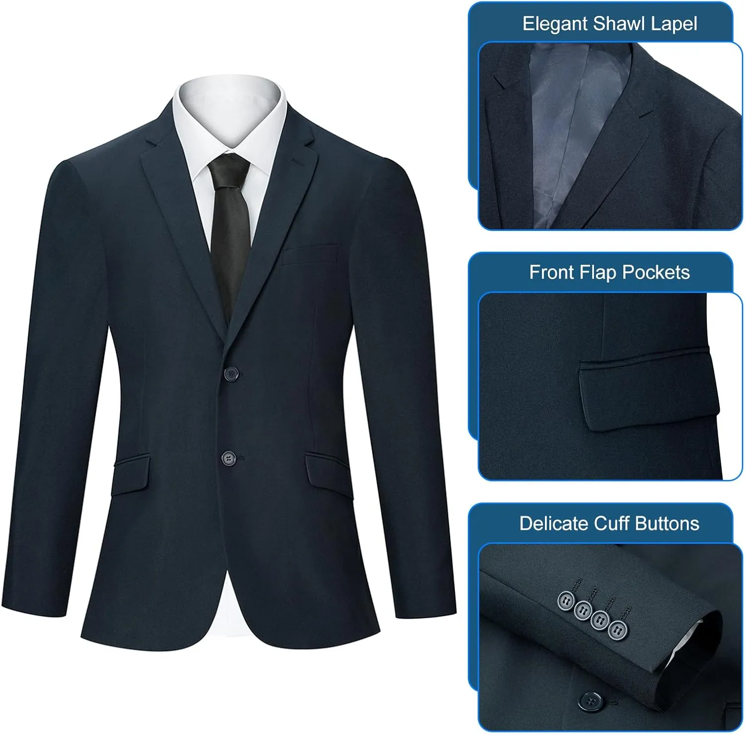 Men's Suit Slim Fit 2 Piece Suits for Men, Two Button Blazer Jacket Pants Set with Tie for Wedding Business Dinner