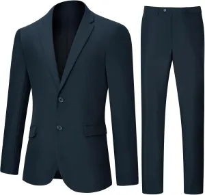 Men's Suit Slim Fit 2 Piece Suits for Men, Two Button Blazer Jacket Pants Set with Tie for Wedding Business Dinner