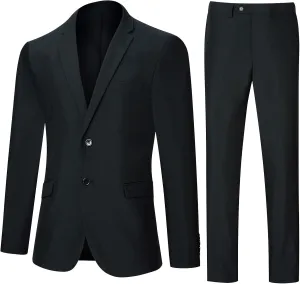 Men's Suit Slim Fit 2 Piece Suits for Men, Two Button Blazer Jacket Pants Set with Tie for Wedding Business Dinner