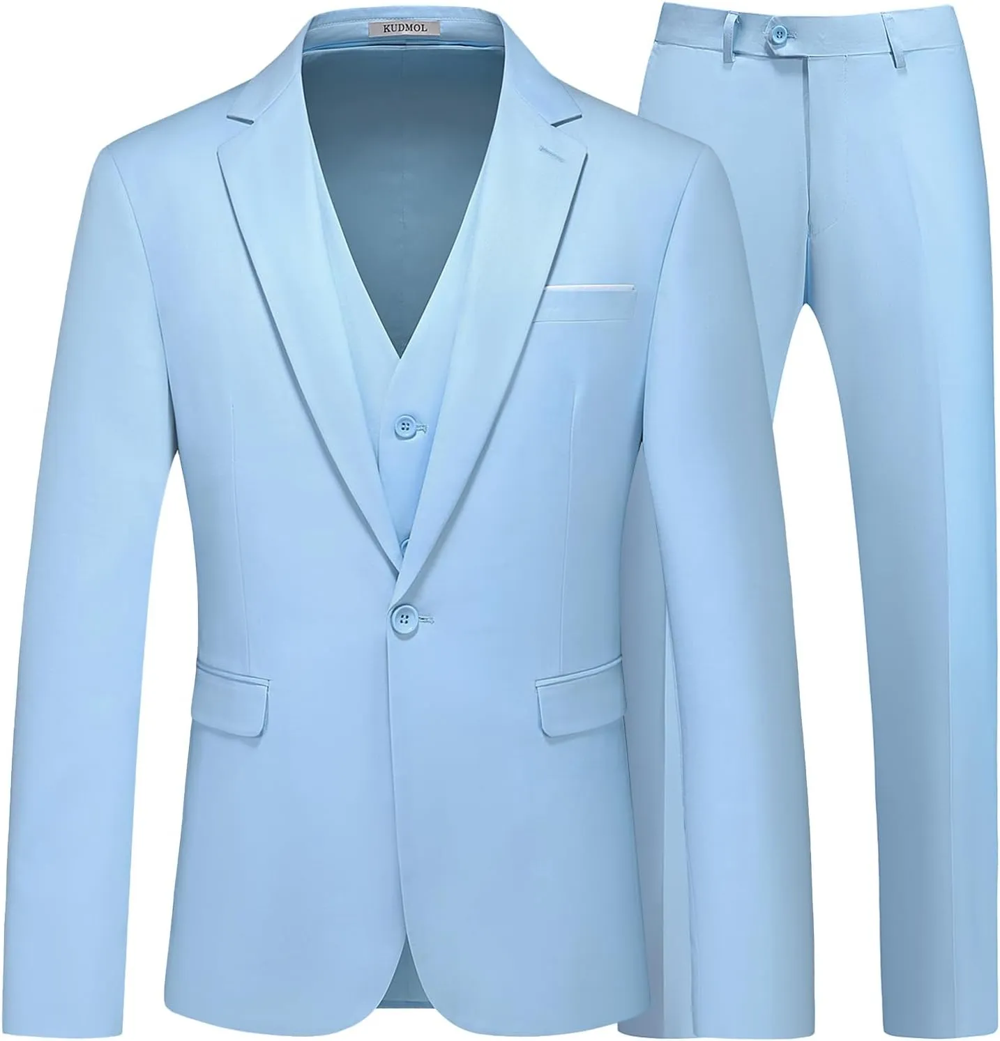 Men's Suits 3 Piece Slim Fit Suit One Button Solid Suit Blazer Jacket Vest Pants Set