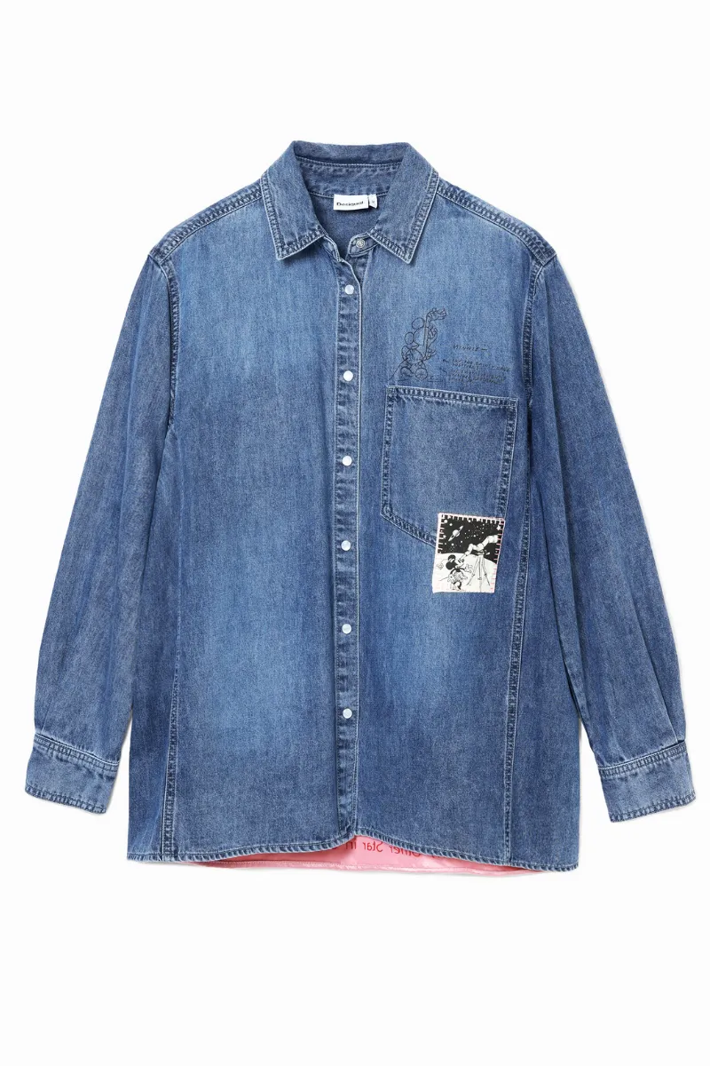 Mickey Mouse Detail Denim Shirt By Desigual