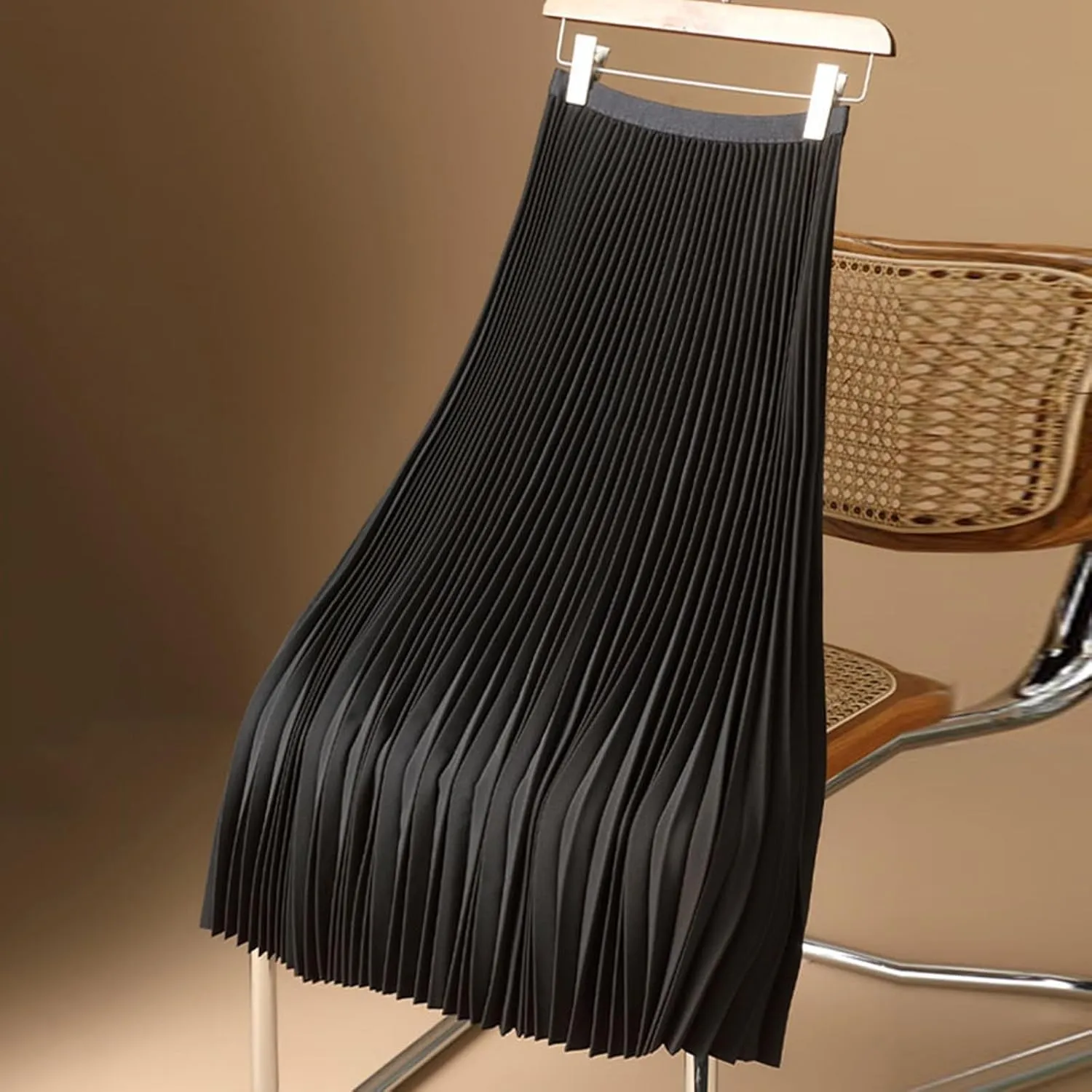 Midi Skirts for Women Solid Color Premium Satin Pleated Skirt Plus Size Versatile Skirt